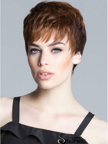 Sassy Brown Cropped Straight Boycuts Lace Front Wigs