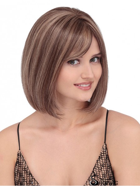 Straight Shoulder Length Blonde 12 inch Lace Front Discount Bob Wigs