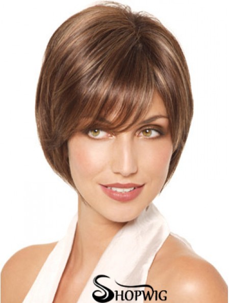 Chin Length Straight Monofilament Brown Fabulous Bob Wigs