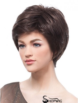 Flexibility Brown Short Straight Boycuts Lace Front Wigs