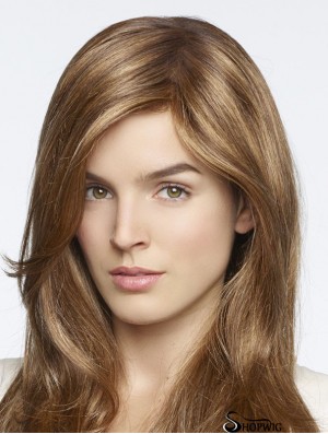 Stylish Blonde Straight With Bangs Monofilament Long Wigs