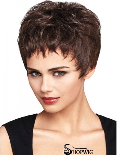 Natural Auburn Cropped Wavy Boycuts Lace Front Wigs
