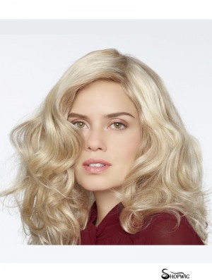 Synthetic Blonde Curly 100% Hand Tied Long Mono Curly Wigs