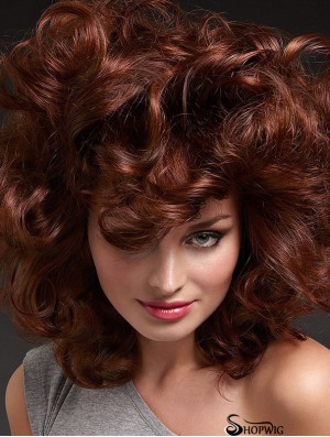 Long Curly Layered Auburn Good 100% Hand-tied Wigs