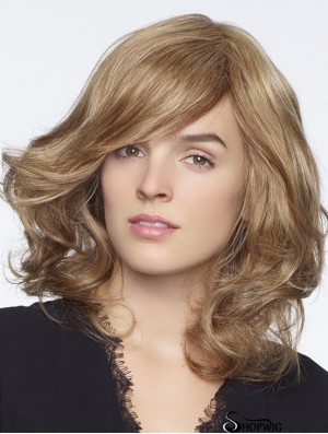 Long Curly With Bangs Blonde Style 100% Hand-tied Wigs