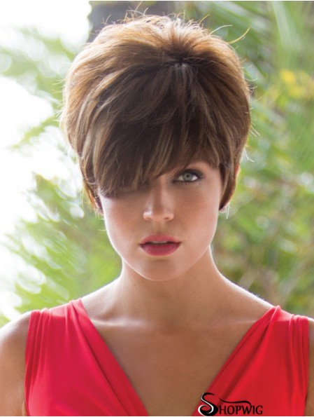 Brown 8 inch Trendy Short Wavy Boycuts Lace Wigs