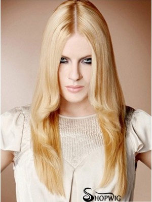 22 inch Straight Blonde 100% Hand Tied Synthetic Mono Cap Wigs