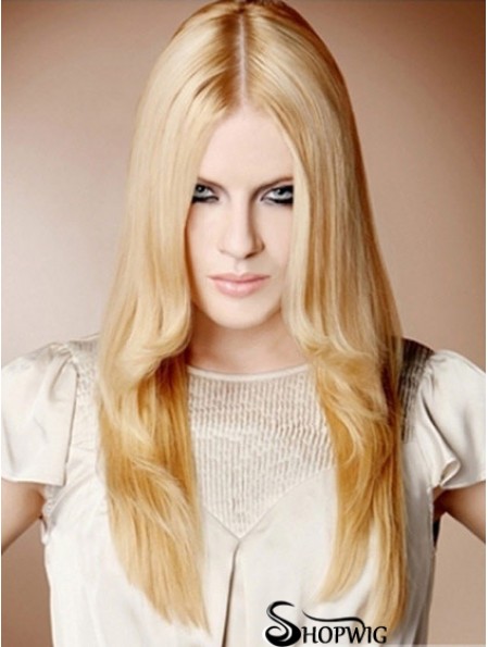 22 inch Straight Blonde 100% Hand Tied Synthetic Mono Cap Wigs