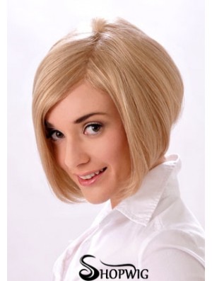 Chin Length Straight Monofilament Blonde Style Bob Wigs