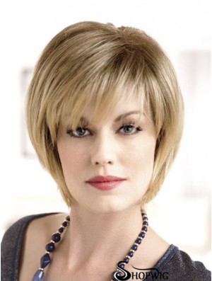 8 inch Sleek Blonde Bobs Monofilament Wigs