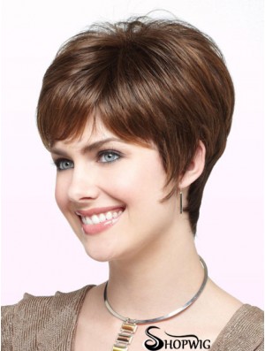 Discount Brown Short Straight Boycuts Monofilament Wigs