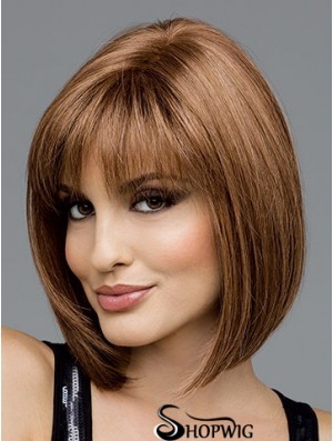 Brown Chin Length Straight Bobs 100% Hand-tied Wig Sale 