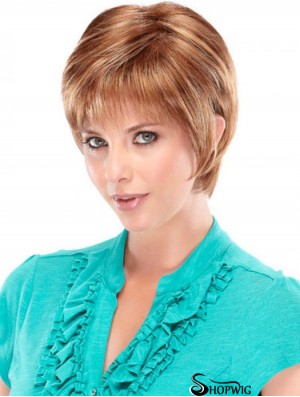 Layered Chin Length Straight Auburn 7 inch New Monofilament Wigs