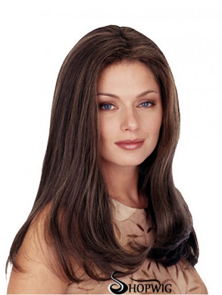 Without Bangs Long Straight Brown 20 inch Comfortable Monofilament Wigs