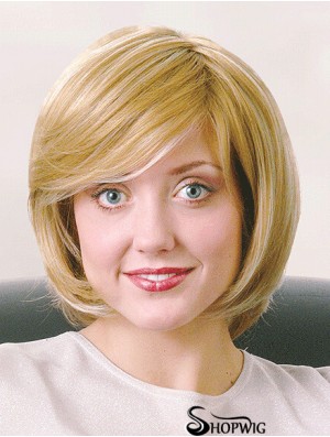 Bobs Chin Length Straight Blonde 12 inch Good Monofilament Wigs