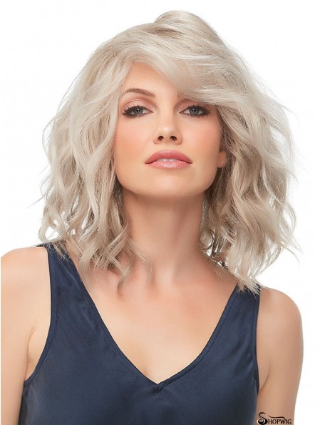 10 inch Chin Length 100% Hand-tied Blonde Bob With Fringe