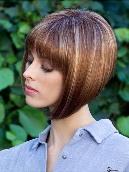 Ladies Bob Wigs With Monofilament Straight Style Chin Length