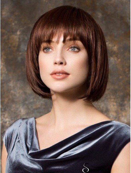 10 inch Chin Length Monofilament Brown Bob Style Wig