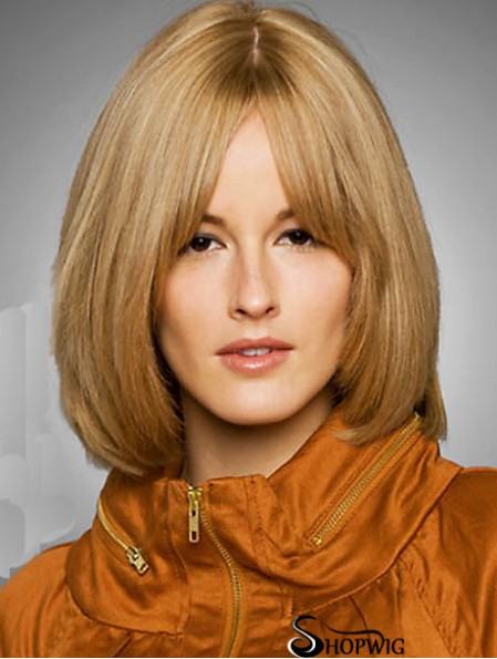 Wig Bob Style Chin Length Blonde Color Straight Style