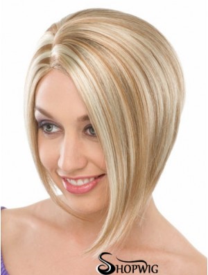 Capless Chin Length Straight Blonde Fashionable Bob Wigs