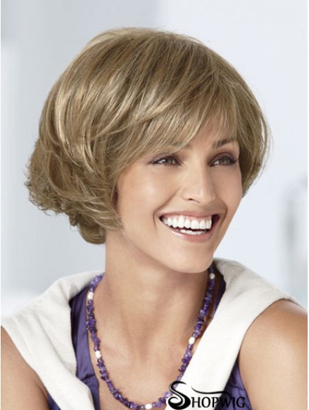 Capless Short Wavy Blonde Great Bob Wigs