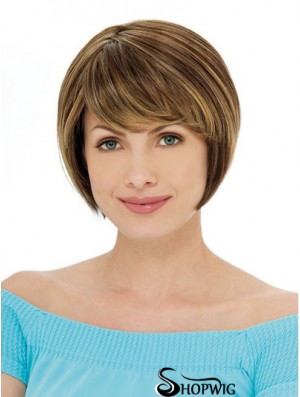 Capless Short Straight Auburn Ideal Bob Wigs