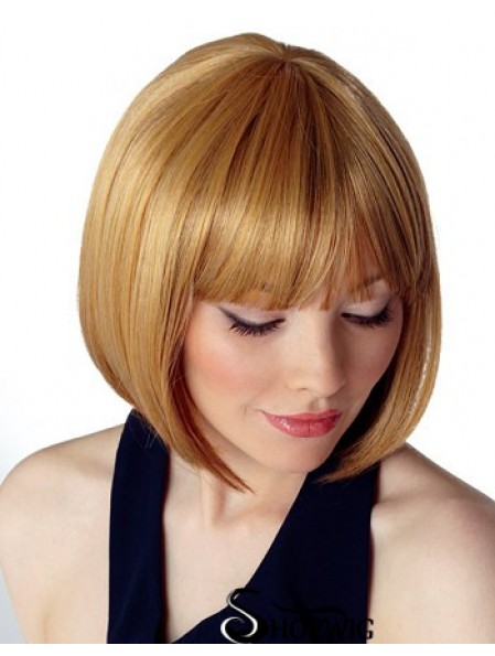 Capless Chin Length Straight Blonde Durable Bob Wigs