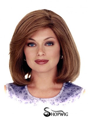 Straight Shoulder Length Auburn 12 inch 100% Hand-tied Ideal Bob Wigs