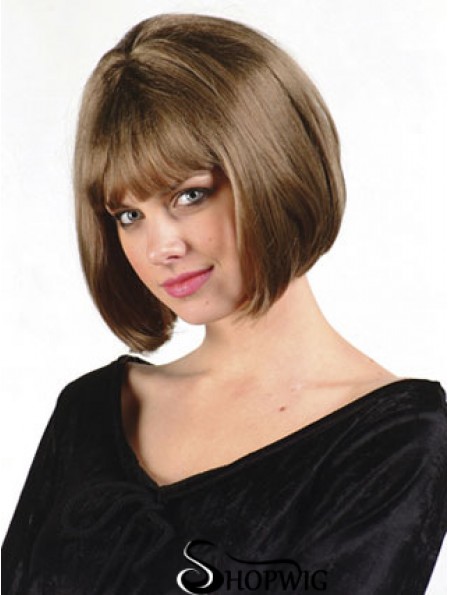 Capless Chin Length Straight Brown Cheap Bob Wigs