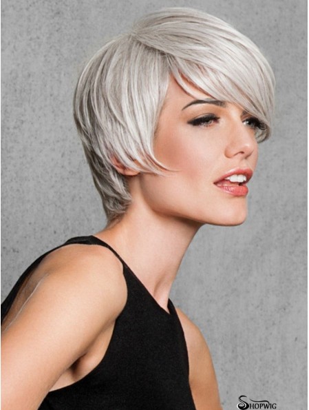 Capless Straight Short 8 inch Salt And Pepper Colour Wig