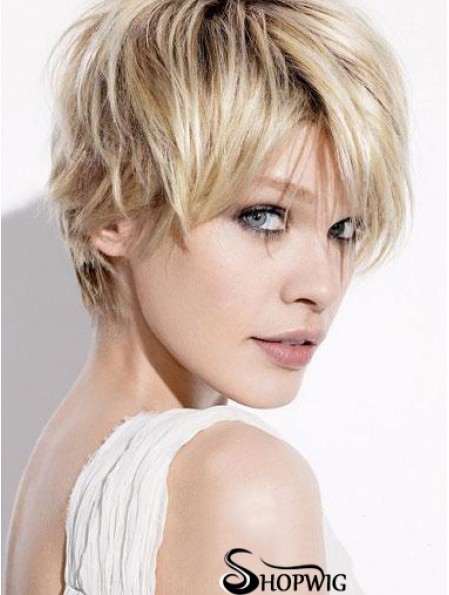 Short Blonde Wigs With Capless Straight Style Boycuts