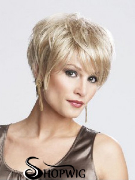 8 inch Sassy Straight Layered Blonde Short Wigs