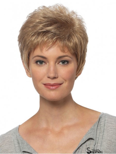 Short Hair Wigs Blonde Color Cropped Length Straight Style