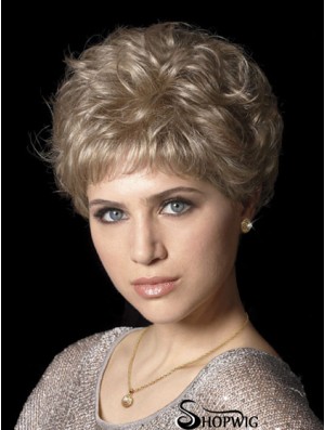 Hair Wigs With Synthetic Capless Wavy Style Cropped Length Boycuts