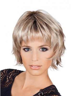 Ladies Bob Style Wigs With Capless Chin Length Blonde Color