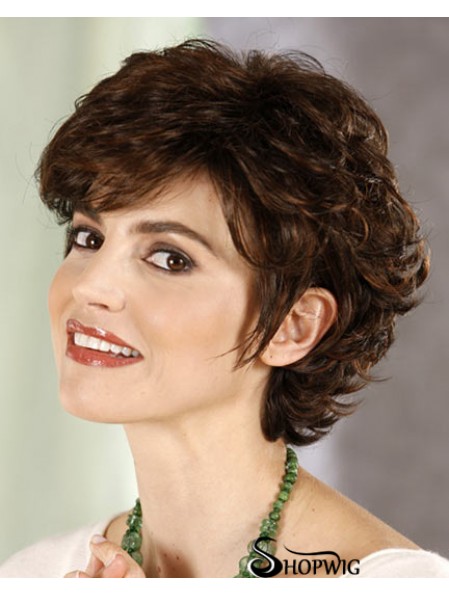 Curly Layered Cropped Sassy Brown Synthetic Wigs