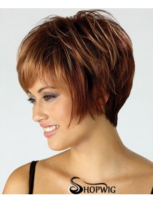 Cheap Wig With Capless Synthetic Cropped Length Brown Color Boycuts