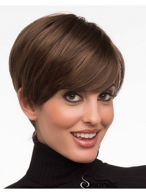 6 inch Fashion Straight Layered Brown Short Wigs