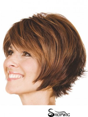 Bobs Wavy Brown Capless Convenient Short Wigs