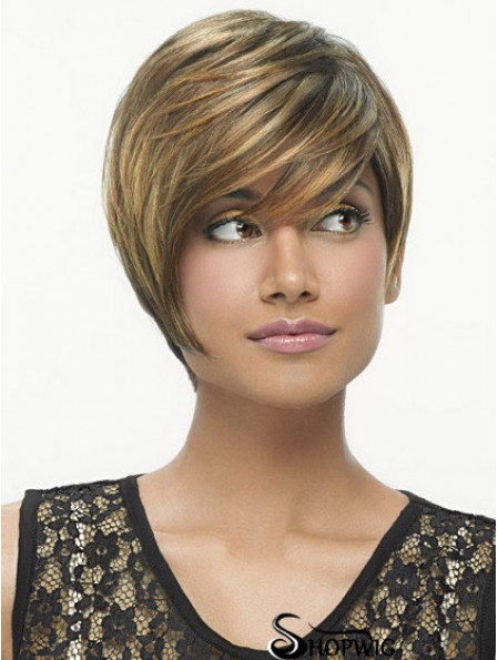 Bobs Straight Brown Capless High Quality Short Wigs