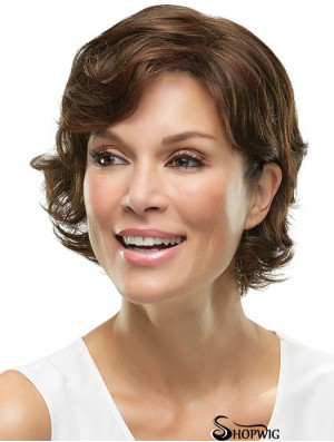 10 inch Fashionable Wavy Layered Brown Short Wigs