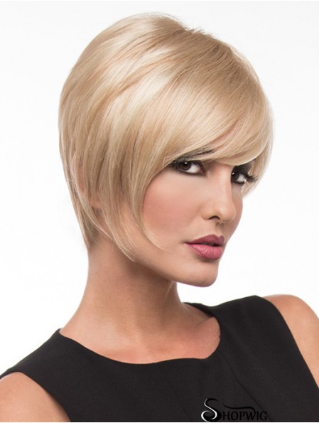 8 inch Discount Straight Layered Blonde Short Wigs