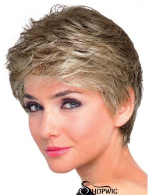 Boycuts Wavy Brown Capless Natural Short Wigs