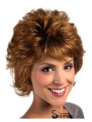 9 inch Popular Curly With Bangs Auburn Short Wigs