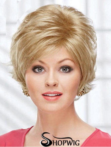 8 inch Beautiful Wavy Layered Blonde Short Wigs