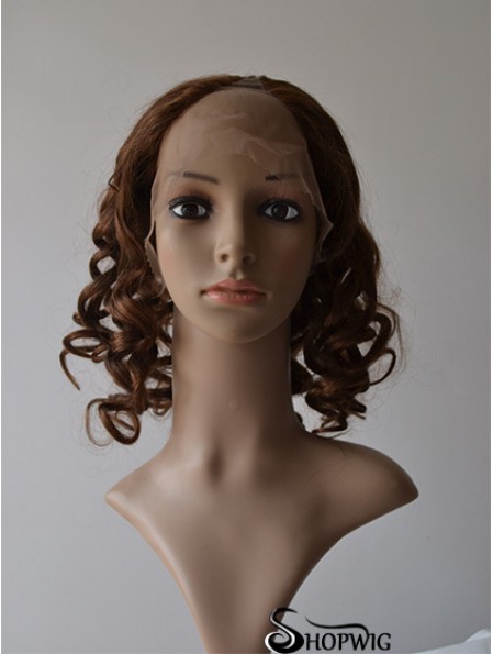 12 inch Lace Front Curly Brown Convenient U Part Wigs