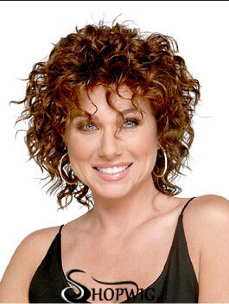 Shoulder Length Layered 13 inch Curly Auburn Medium Wigs