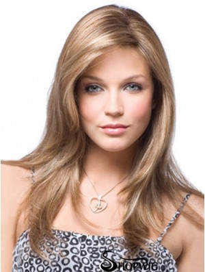 Straight Without Bangs Long Incredible Blonde Synthetic Wigs
