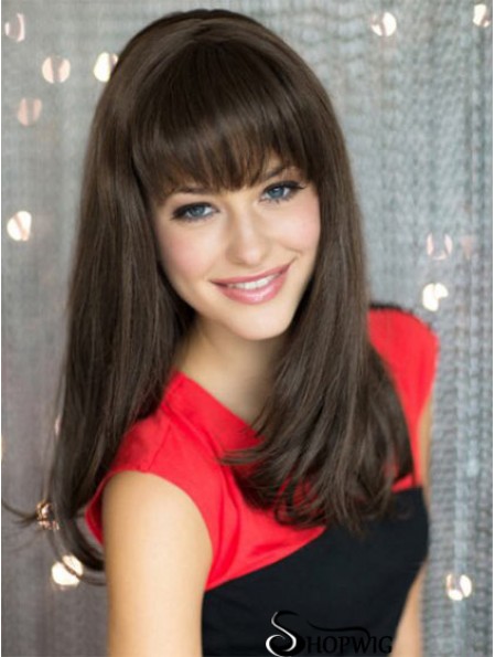 Flexibility Brown Straight With Bangs Capless Long Wigs