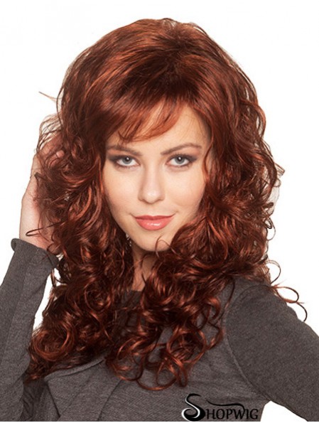Exquisite Auburn Curly With Bangs Capless Long Wigs